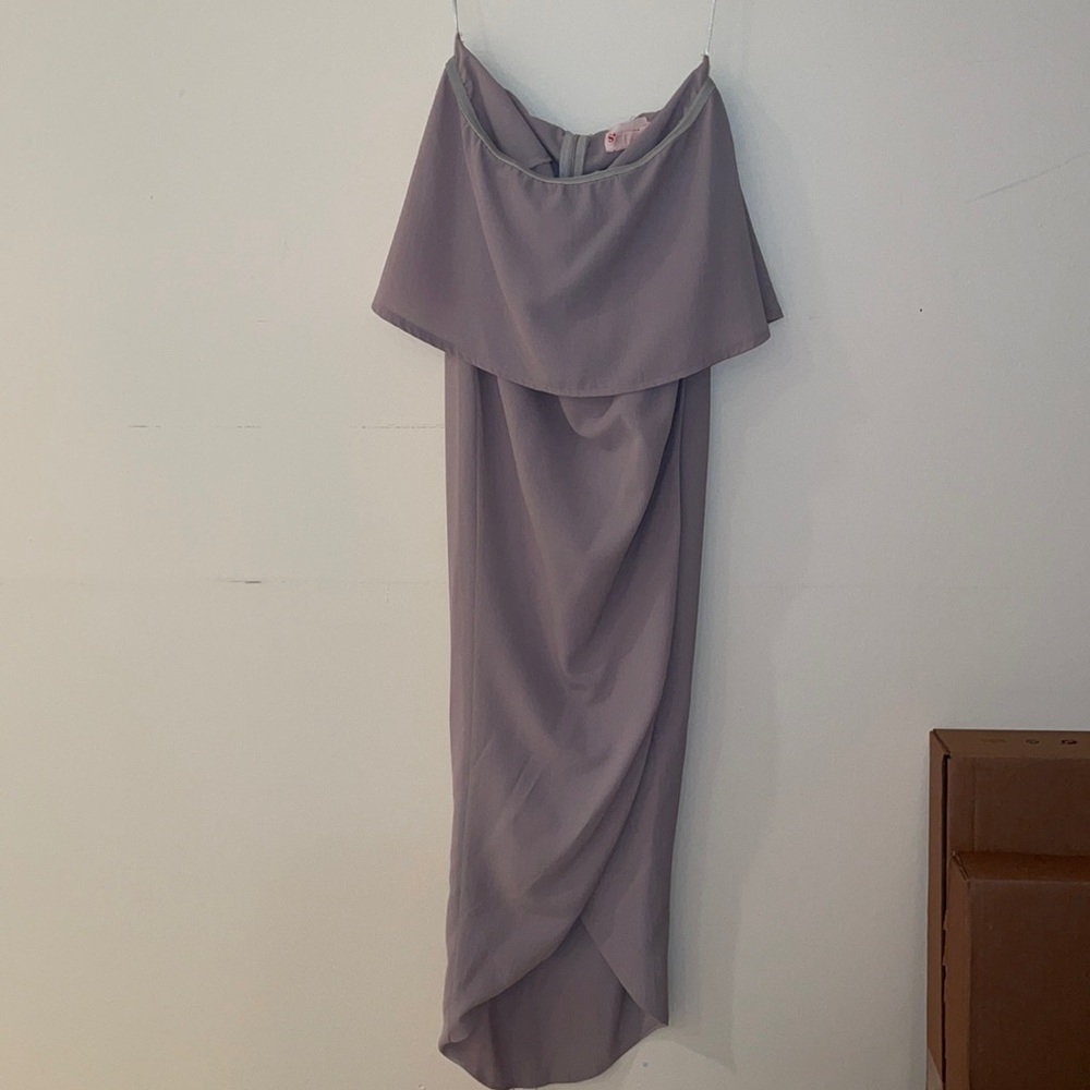 Showpo light grey asymmetrical strapless dress